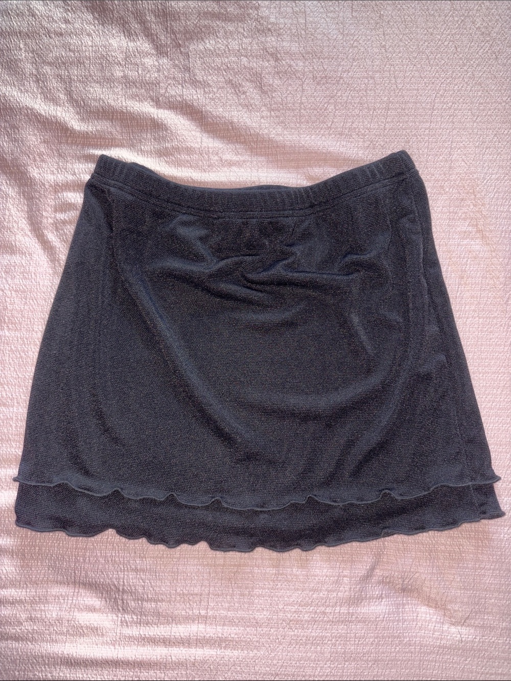 Black Mini Skirt with Ruffle Hem - Picture 3 of 5
